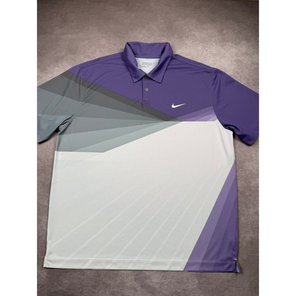 Nike Golf Tour Performance Dri-FIT Polo Shirt Mens XL Purple Gray Geometric